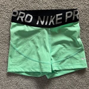 Nike Women's Pro Mint Green Athletic Shorts
